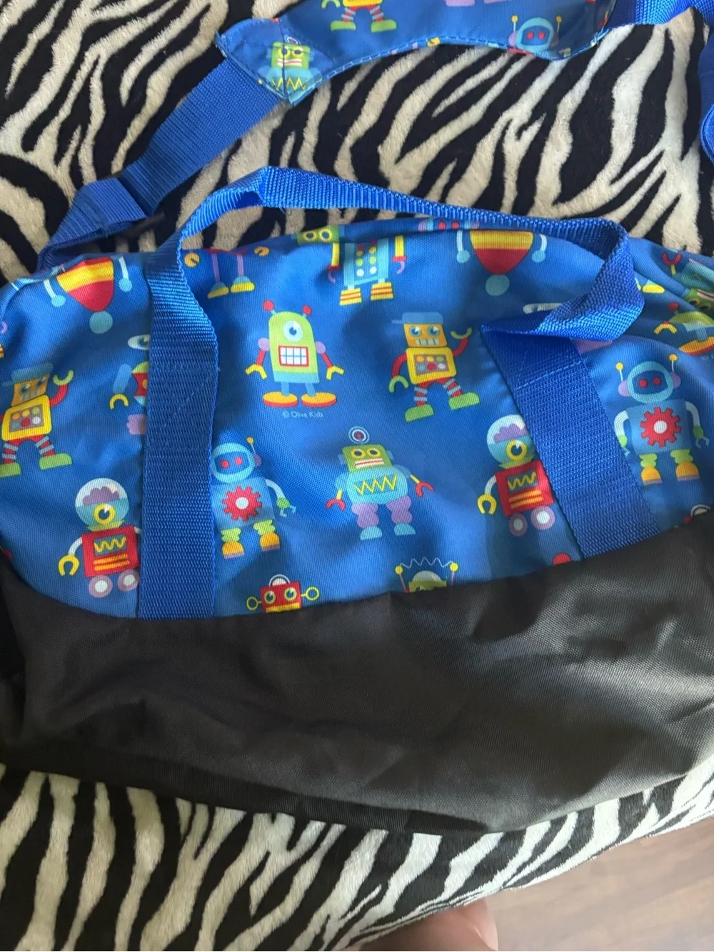 Kids Robot Print Blue Duffle Bag